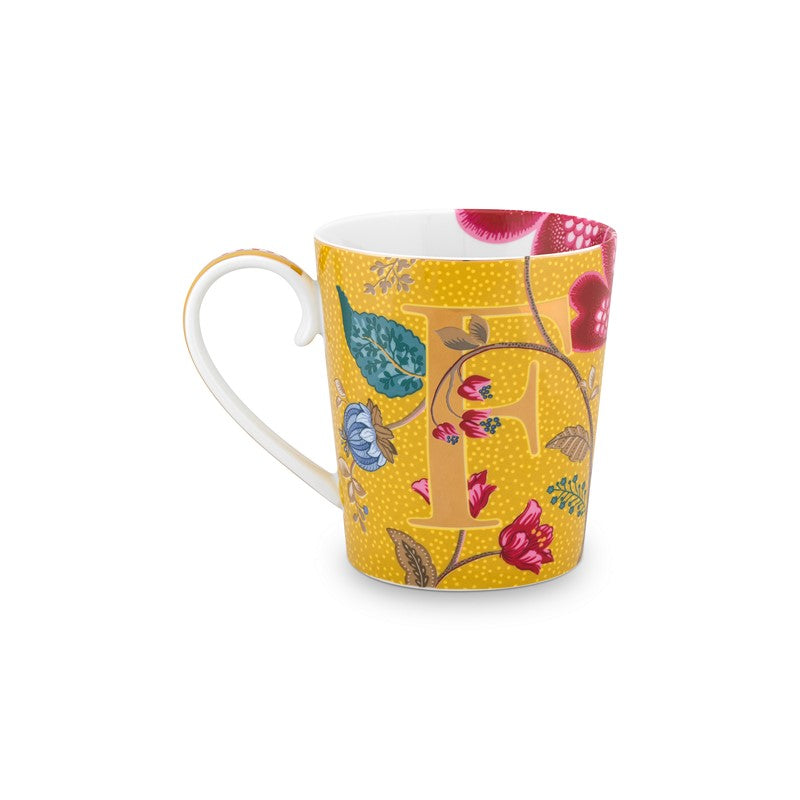 Mug Alphabet Blushing Birds Jaune - F - 350ml Pip Studio - Mathon