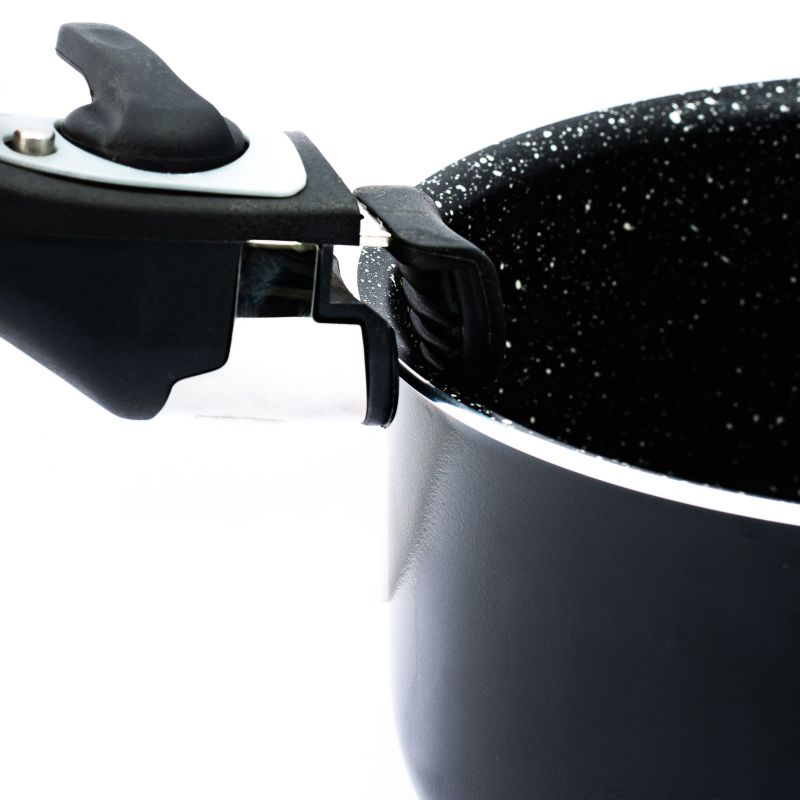 Batterie de cuisine revêtement pierre avec manche amovible 10 pieces noir Herzberg HG5000-BK Herzberg - Mathon - 2