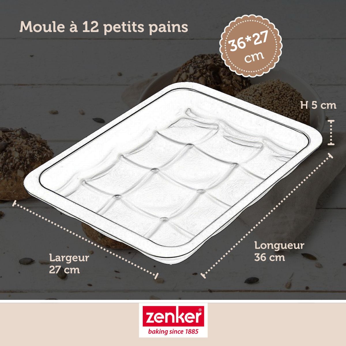 Moule 12 mini pains ou brioches 36 x 27 cm Zenker Black Metallic Zenker - Mathon - 3