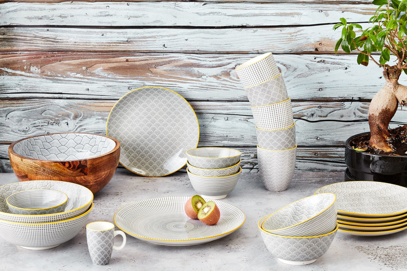 Lot de 42 set complet en porcelaine gris D Björn - Mathon - 6