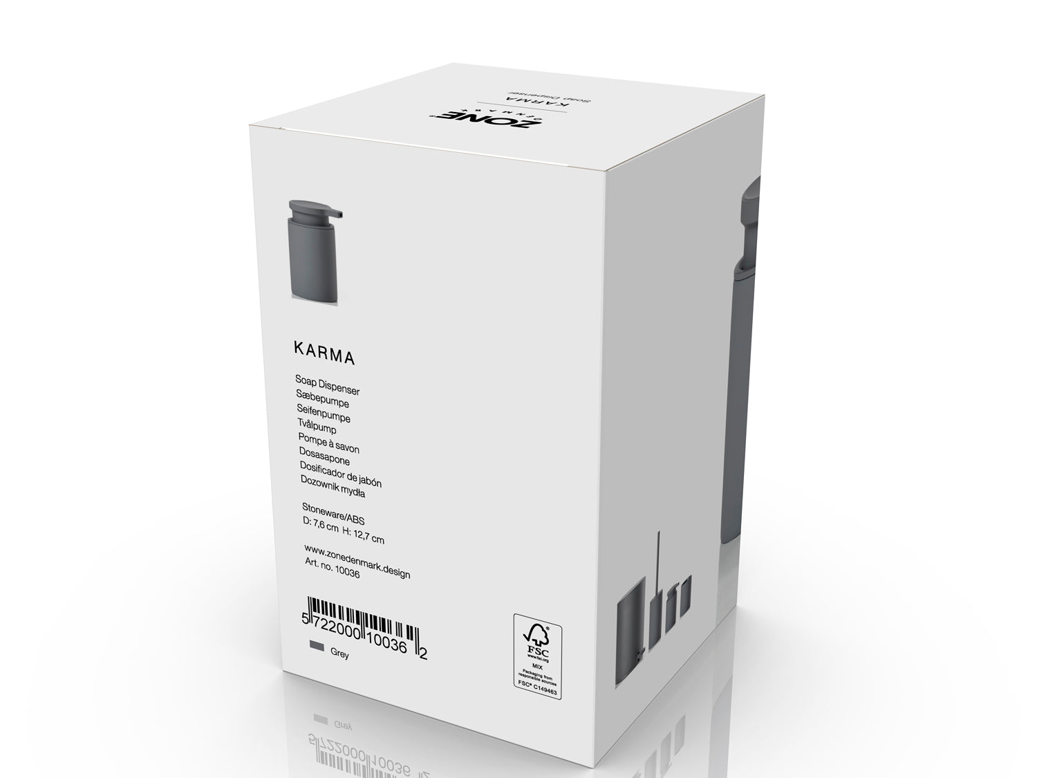 Distributeur de savon KARMA en grès et abs Gris Zone Denmark - Mathon - 3