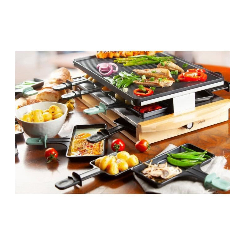 Domo Do9246g - Appareil A Raclette-grill Bamboo - 1200w - 3 Niveaux - 8 Personnes - Resistance Acier Inoxydable Domo - Mathon - 5