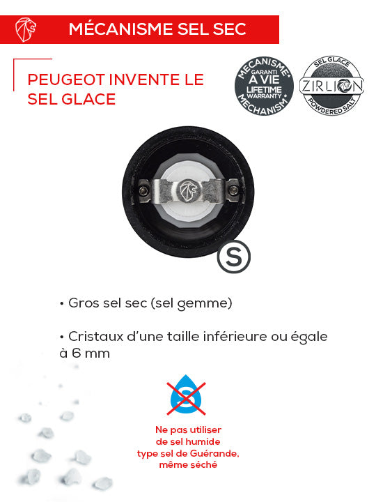 Bistro Chef Moulin à sel manuel en inox brillant, 10 cm - 4in Peugeot - Mathon - 2