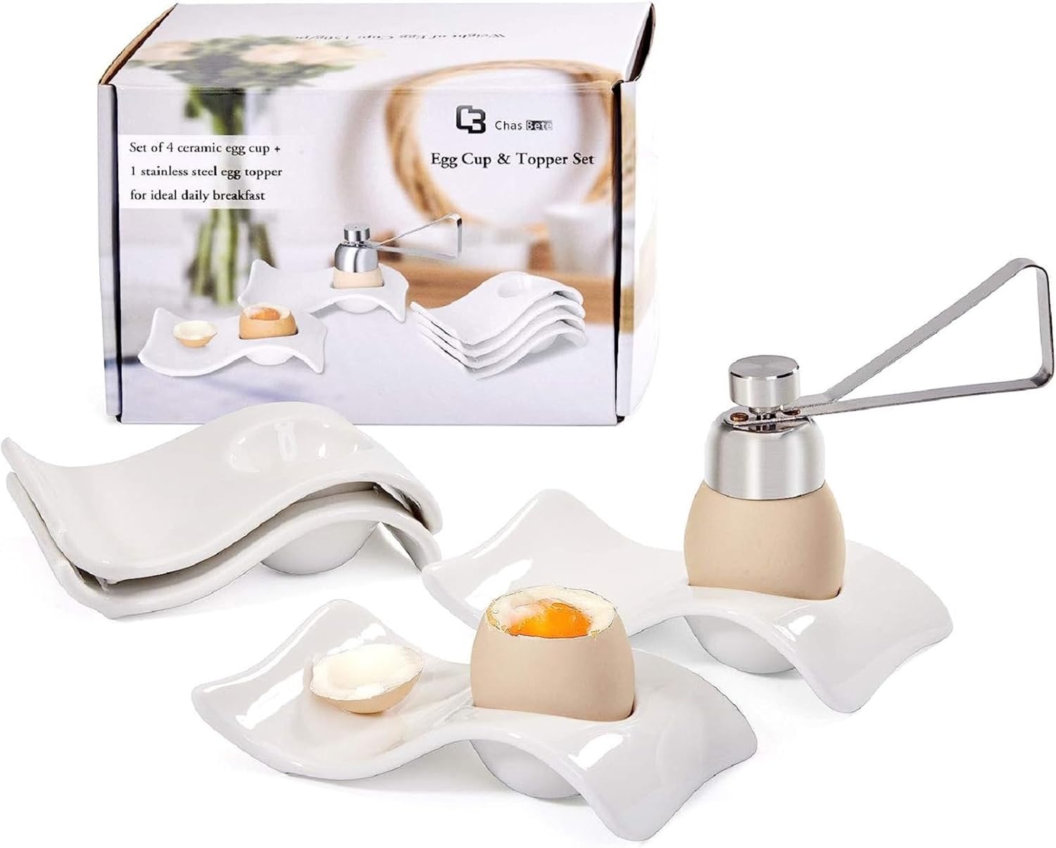 Ensemble 4 coquetiers céramique et coupe-œufs Vendos85 - Mathon