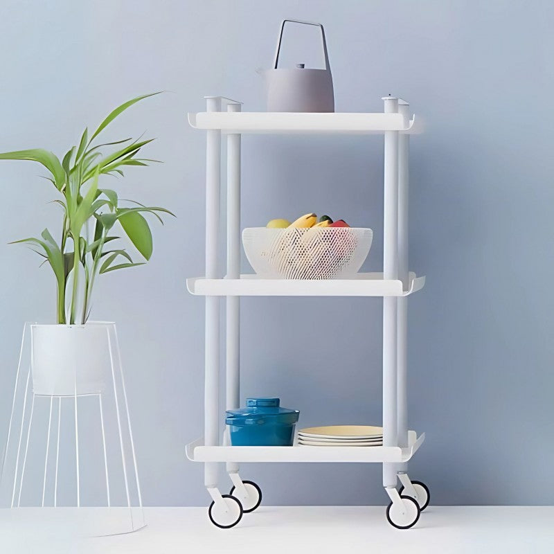 Desserte à roulettes, desserte de service Leky, métallique, 3 niveaux. Blanc Don Hierro - Mathon - 4