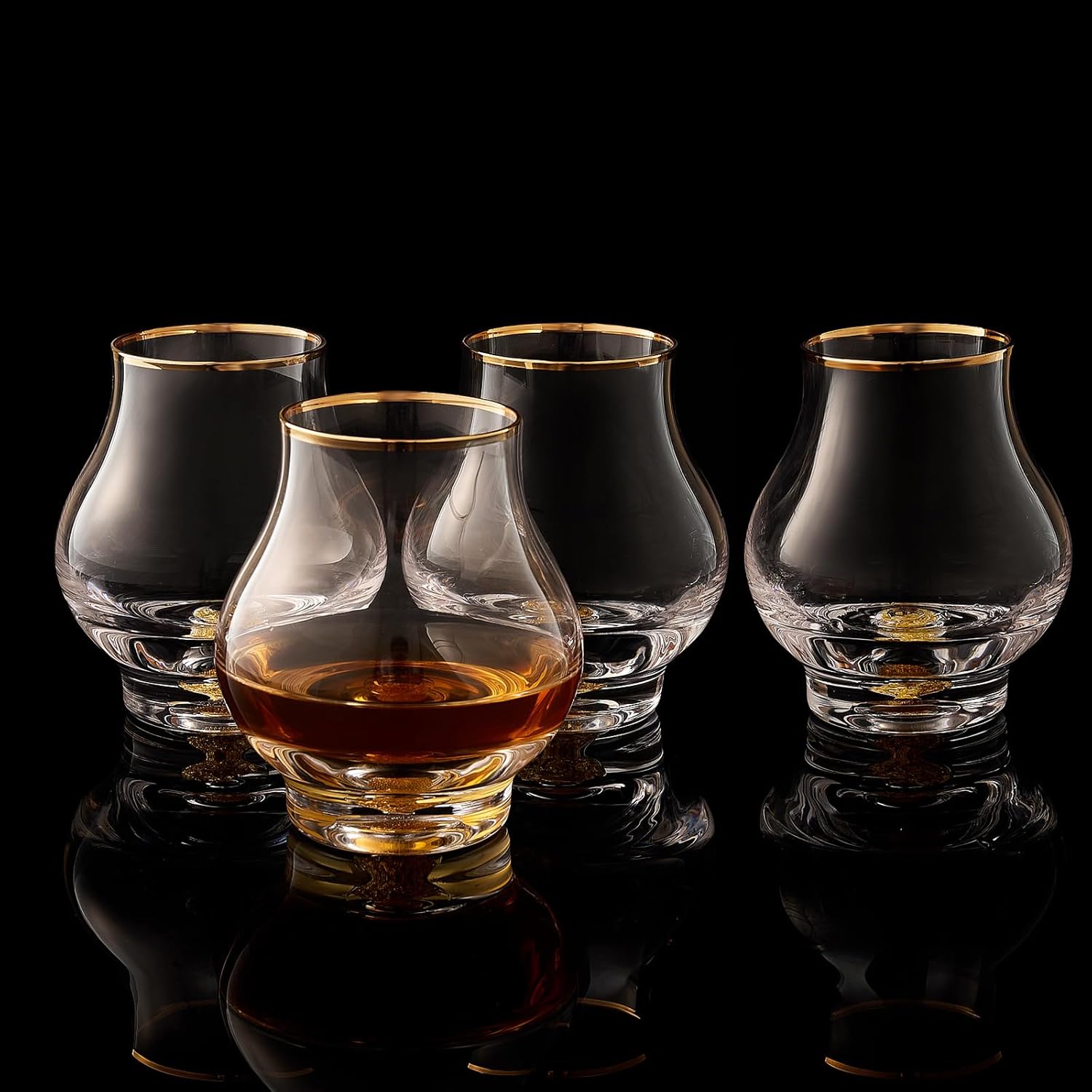Verres à Whisky Courbe en Sablier avec Feuille d’Or Vendos85 - Mathon