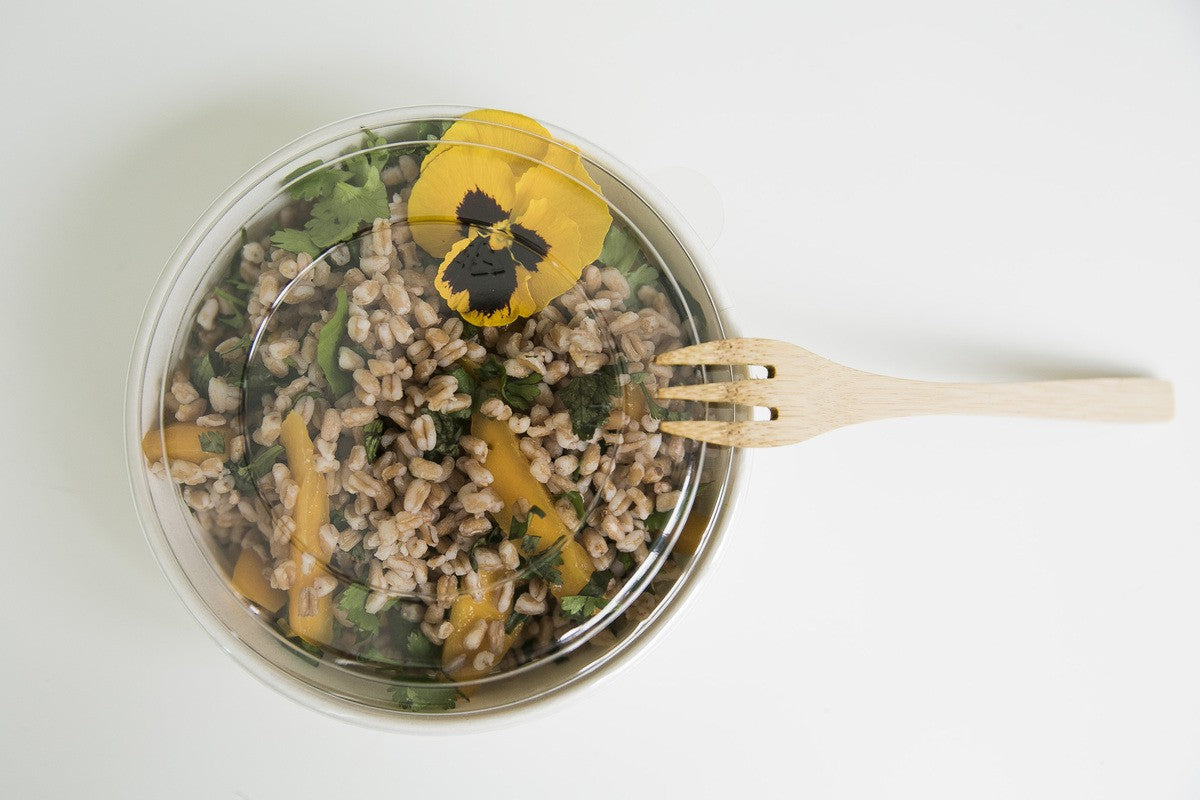 25Pcs - Saladier rond en carton kraft avec couvercle plastique PP "Buckaty"   H65mm 1200ml FirstPack - Mathon - 5