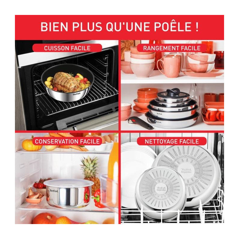 Ingenio Batterie De Cuisine 13 Pcs, Induction, Acier Inoxydable, Revetement Antiadhésif Durable, Emotion On L897ds04 Tefal - Mathon - 2