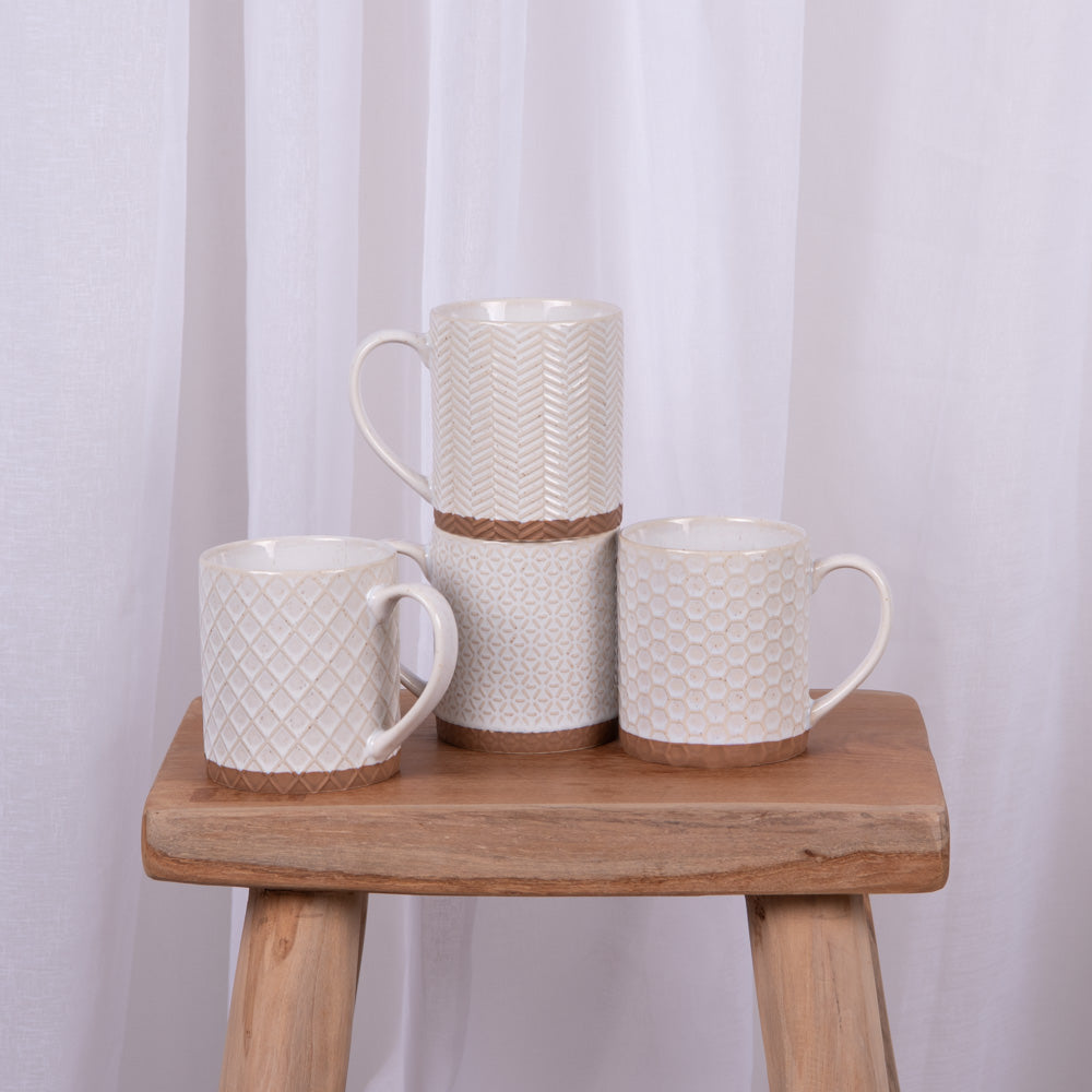 Coffret de 4 mugs Jaspe 35 cl beige Table passion - Mathon - 3