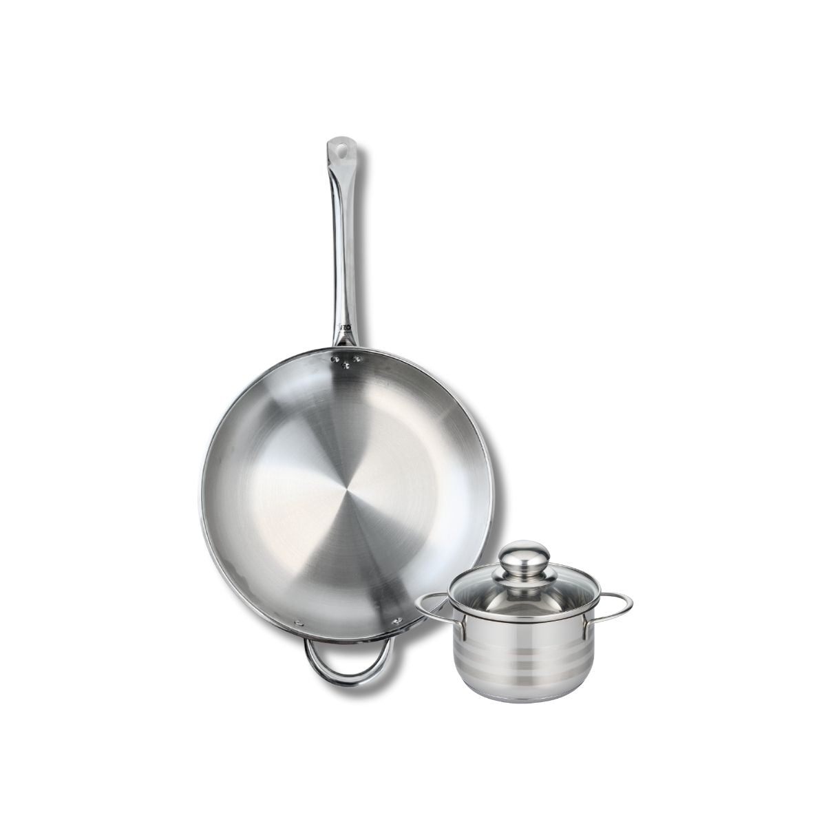 Ensemble de 1 Poêle de cuisson 32 cm et 1 faitout 14 cm  Profi Brillant Elo - Mathon - 1