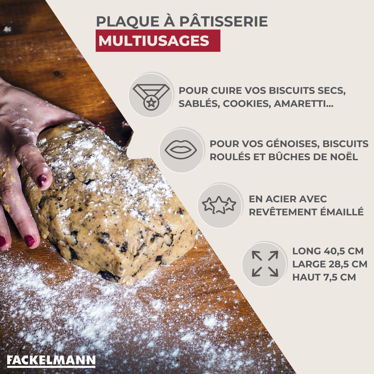 Plaque à pâtisserie émaillée 40 x 34 cm Fackelmann - Mathon - 3