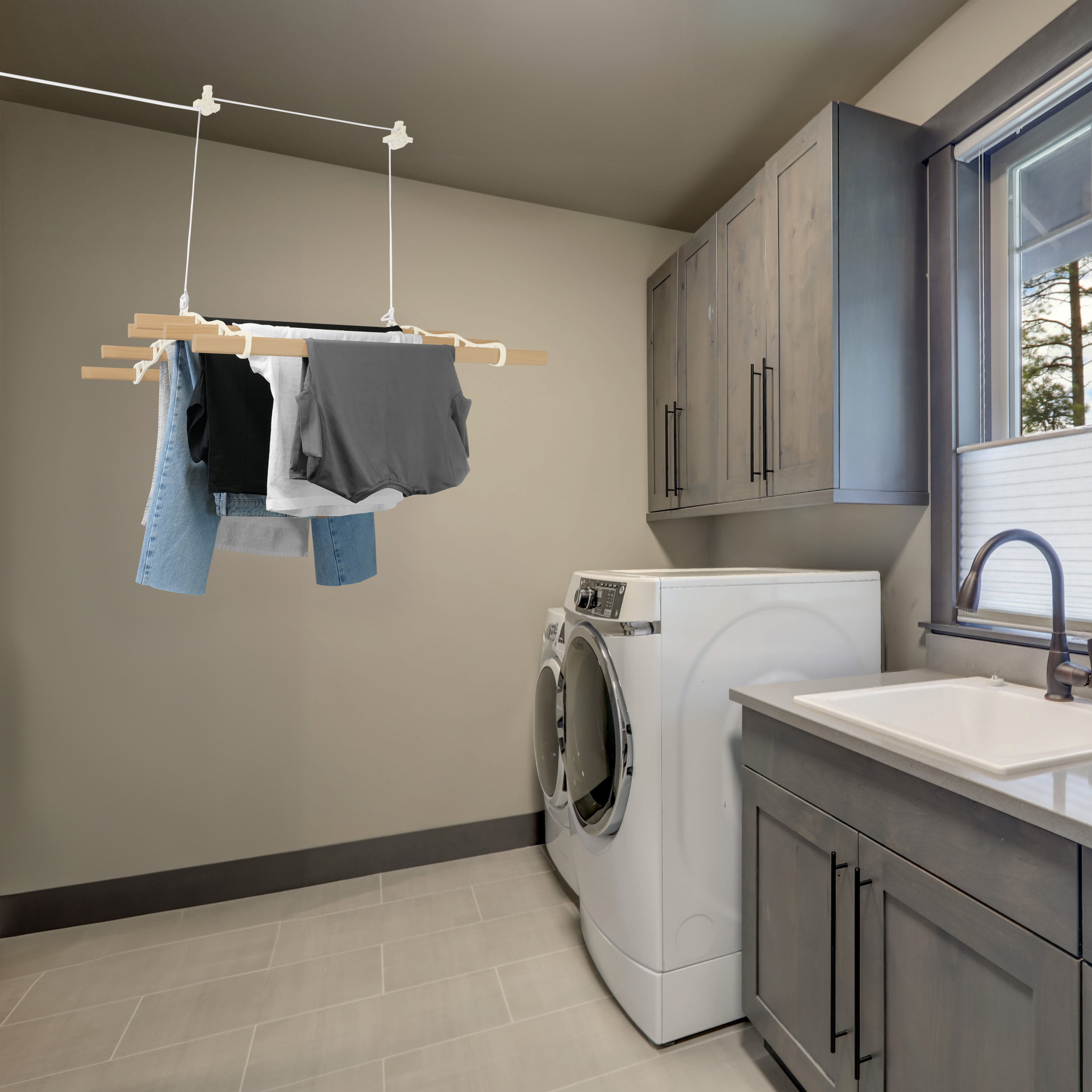 Etendoir à Linge Suspendu de 2,4 Mètres - Ivoire Monstershop - Mathon - 5