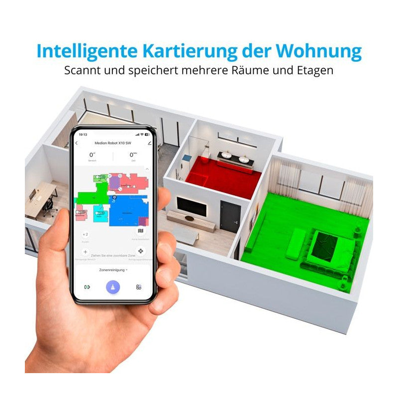 Aspirateur Laveur Robot X10 Sw Medion Md11782 - 120 Min - 2700 Pa - 400 Ml - Blanc Medion - Mathon - 6