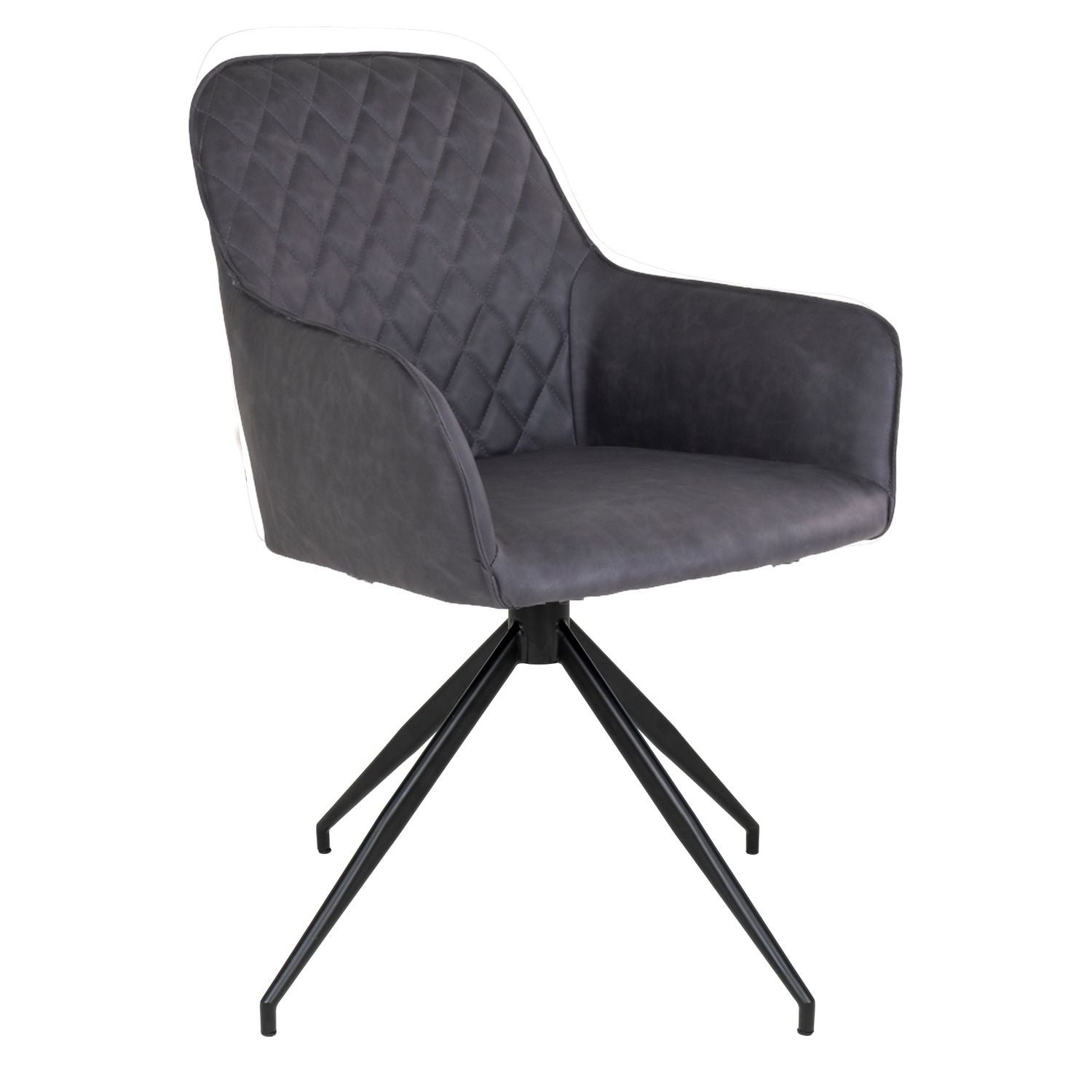 Chaise de salle à manger pivotante en cuir synthétique gris foncé avec pieds noirs House Nordic - Mathon