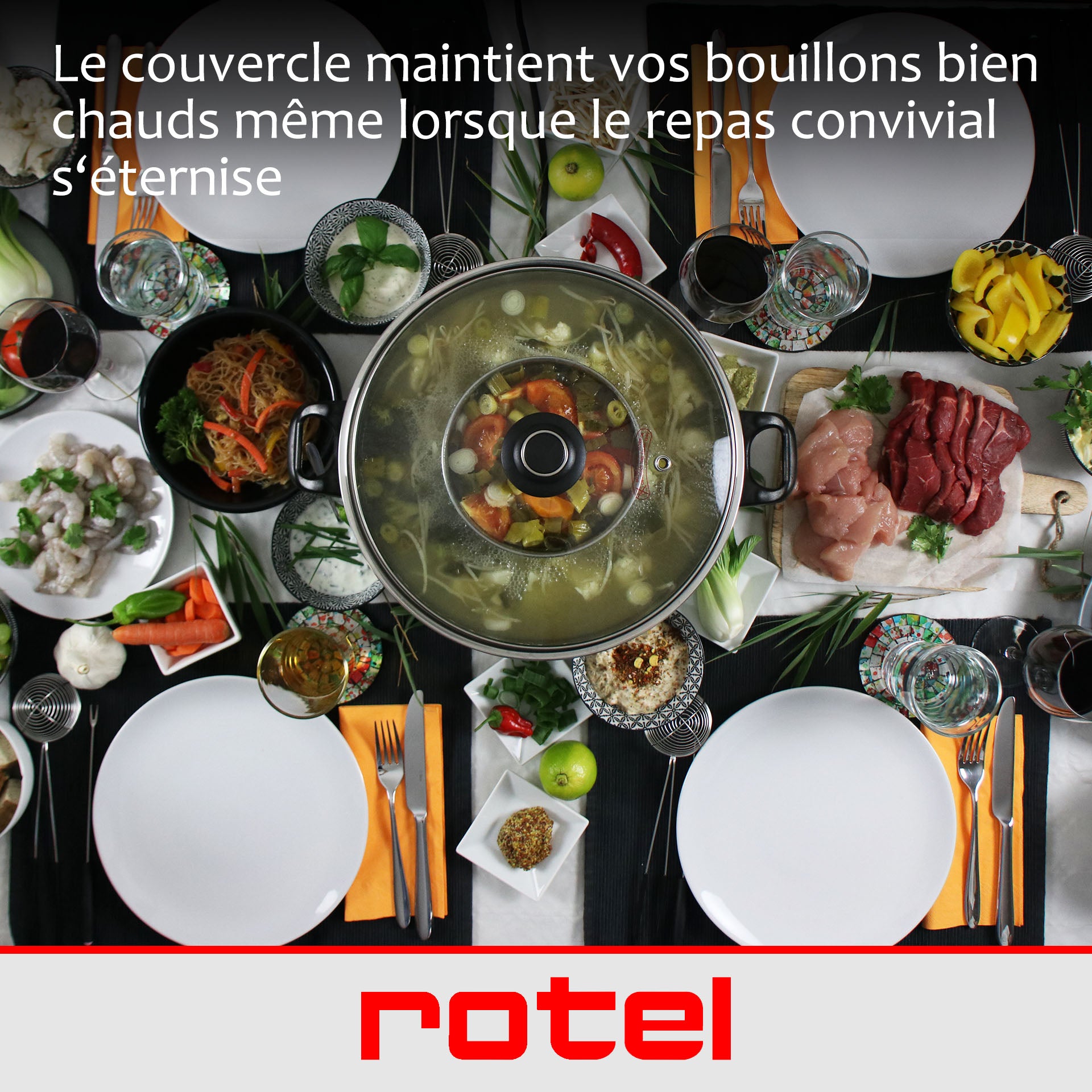 Appareil à fondue chinoise 2 compartiments avec fourchettes et passoires Rotel Rotel - Mathon - 6