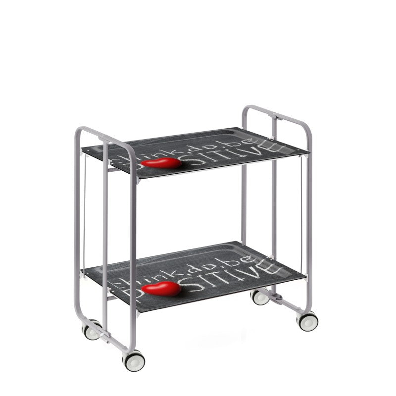 Desserte pliante 2 niveaux avec roulettes – structure gris aluminium, bauhaus Don Hierro - Mathon - 1