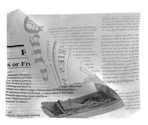 1000Pcs - Sac papier ingraissable blanc ouvert sur 2 côtés avec décor journal  130x130mm FirstPack - Mathon - 1