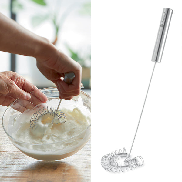 Lot de 4 ustensiles avec louche, cuillère, spatule, écumoire et d’un fouet magique à spirale 30 cm en inox Mathon - Mathon - 5
