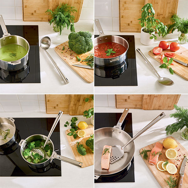 Set 4 ustensiles en inox louche cuillère spatule écumoire Mathon - Mathon - 2