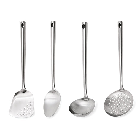 Set 4 ustensiles en inox louche cuillère spatule écumoire Mathon - Mathon - 1