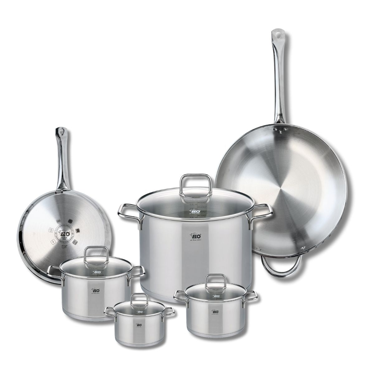 Ensemble de 2 Poêles de cuisson 24 et 32 cm et 4 faitouts 12, 14, 16 et 26 cm  Profi Citrin Elo - Mathon - 1