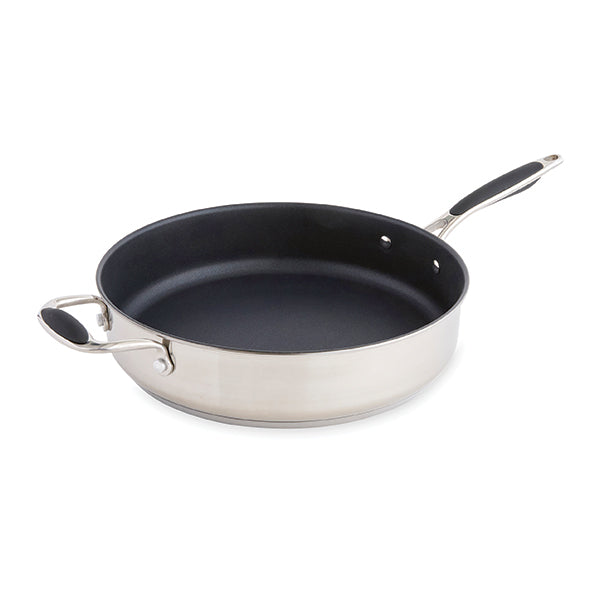 Lot sauteuse antiadhérente inox avec contre-poignée et couvercle en verre Excell’Inox 28 cm Mathon - Mathon - 3