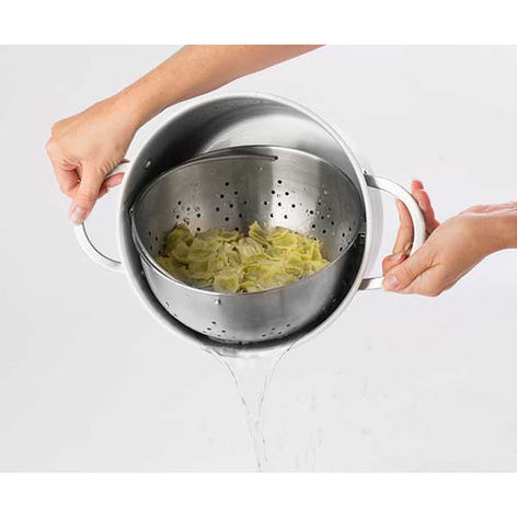 Faitout multifonction cuiseur vapeur et cuit pâtes avec panier passoire rotatif en inox et couvercle en verre 24 cm 6,7 L Mathon - Mathon - 2