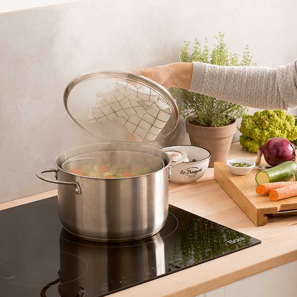 Faitout multifonction cuiseur vapeur et cuit pâtes avec panier passoire rotatif en inox et couvercle en verre 24 cm 6,7 L Mathon - Mathon - 4
