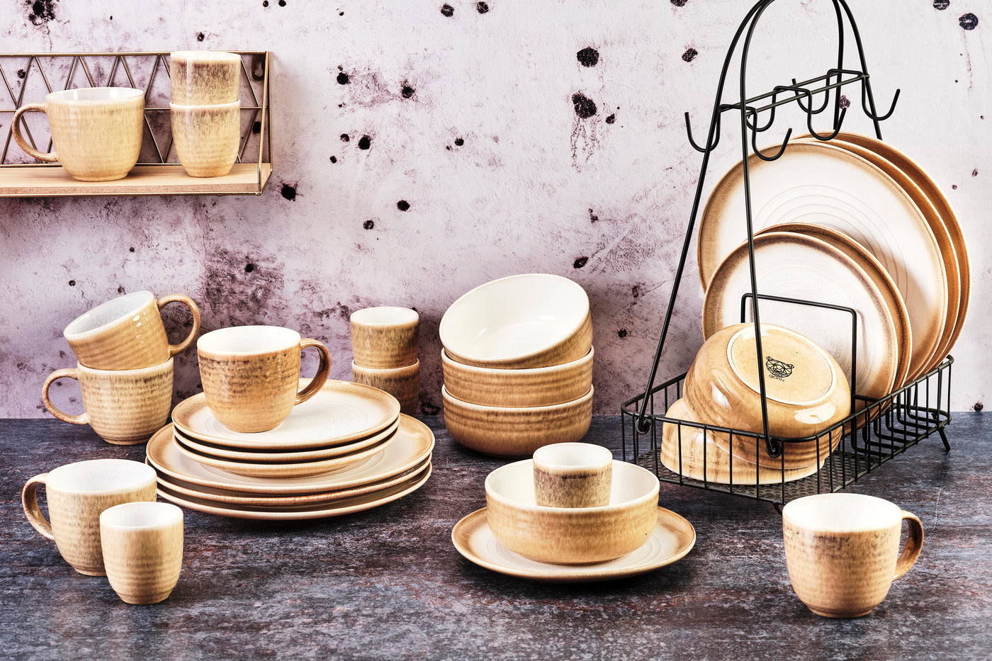 Lot de 30 set complet en grès beige D Björn - Mathon - 2