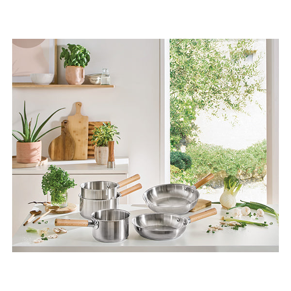 Lot de 3 casseroles tout inox manche bois Natural’Inox 16, 18 et 20 cm Mathon - Mathon - 2