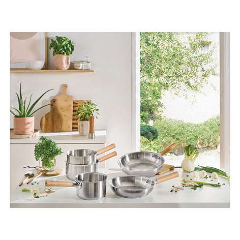 Lot 3 casseroles inox manche bois Natural’Inox 16, 18 et 20 cm Mathon - Mathon - 2