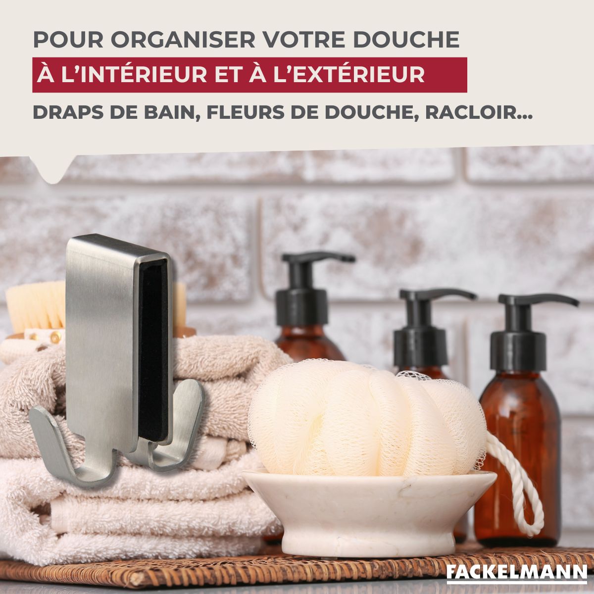 Double crochet pour paroi de douche en inox  Tecno Fackelmann - Mathon - 5