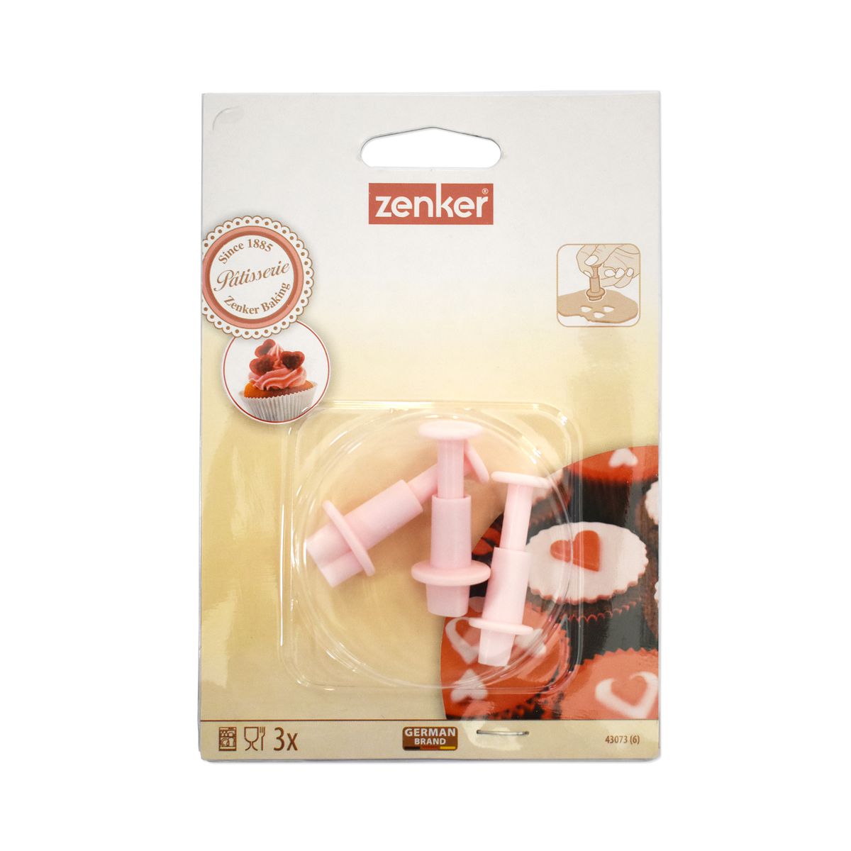 Lot de 3 emporte-pièces cœur à poussoir pour pâte à sucre Zenker Candy Zenker - Mathon - 5