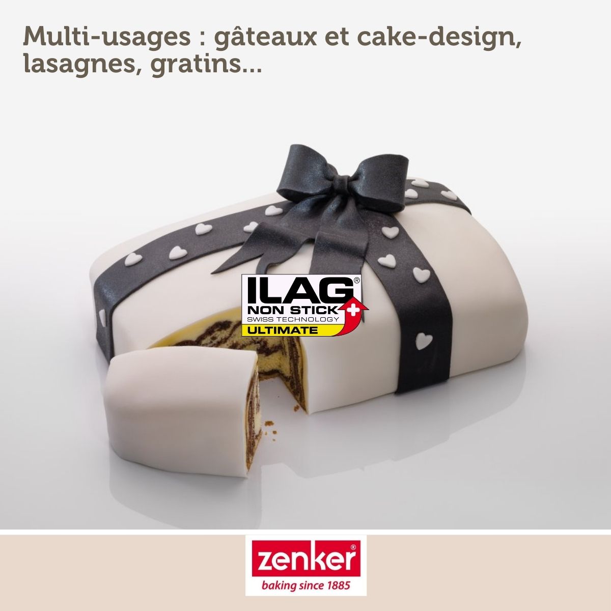 Ensemble de 2 Moules à charnière rectangulaire 28 x 18 cm crème noir Zenker Smart Pastry Zenker - Mathon - 4