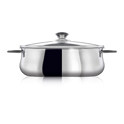 Faitout ovale Superchef 30 cm avec couvercle en verre et grille  Inoxriv - Mathon - 1