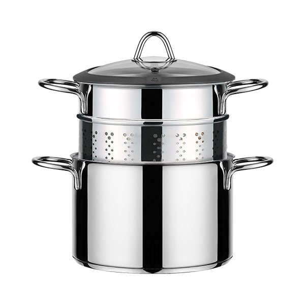 Cuiseur à pâte acier inoxydable avec couvercle verre 20 cm Inoxriv - Mathon - 1