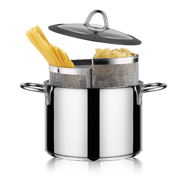 Cuiseur à pâte duetto acier inoxydable et couvercle verre 24 cm Inoxriv - Mathon