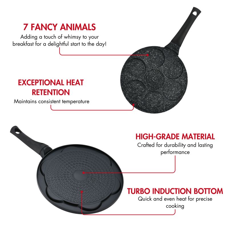 Poêle à crêpes et galettes avec 7 motifs animaux 26cm Herzberg HGCP267ANL Herzberg - Mathon - 3
