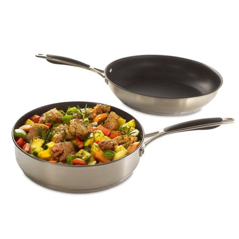 Lot poêle et sauteuse inox antiadhérentes Excell