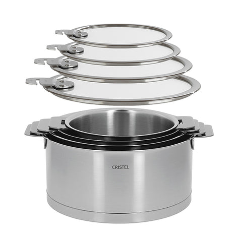 Lot 4 casseroles inox Strate sans manche 14, 16, 18 et 20 cm et 4 couvercles Cristel - Mathon - 2
