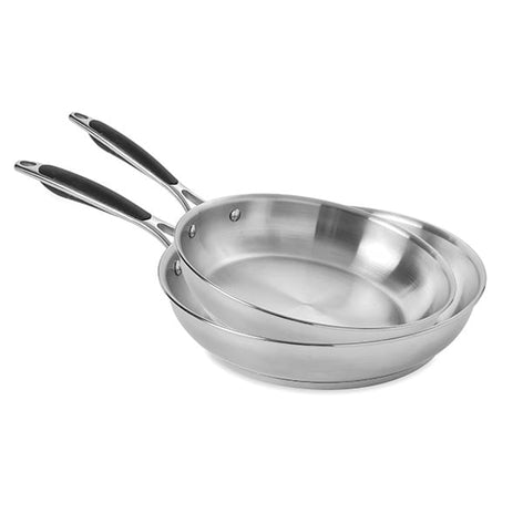 Lot de 2 poêles tout inox 24 et 28 cm Excell