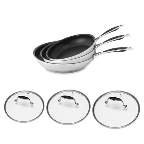 Lot 3 poêles inox antiadhérentes Excell