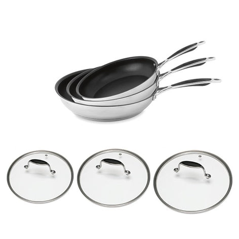 Lot 3 poêles inox antiadhérentes Excell