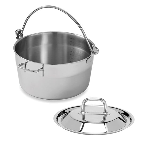 Lot marmite à confiture ou crustacé et couvercle inox 30 cm - Mathon - 1