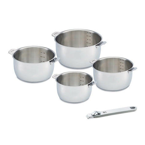 Lot de 4 casseroles Select et poignée amovible grise Beka - Mathon - 1
