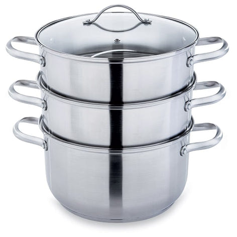 Lot cuiseur vapeur inox 26 cm 2 paniers Mathon - Mathon - 1