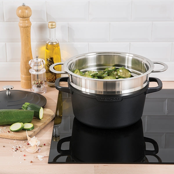 Lot cocotte légère ronde fonte aluminium 24 cm 4,5 L et panier vapeur multidiamètre Mathon - Mathon - 5