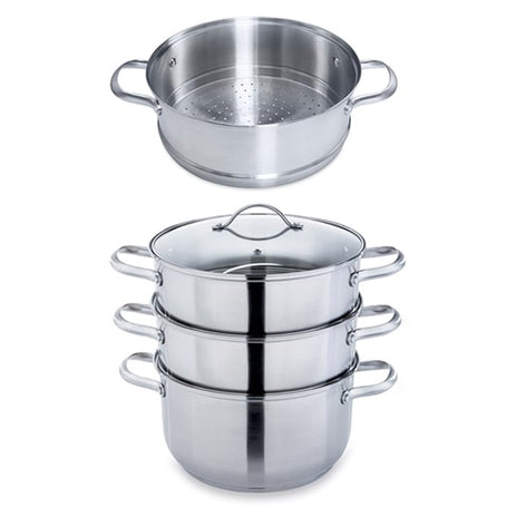 Lot cuiseur vapeur inox 2 paniers et panier vapeur supplémentaire 26 cm Mathon - Mathon