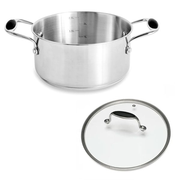 Lot faitout inox Excell’Inox 20 cm 3 L et couvercle en verre  Mathon - Mathon - 2