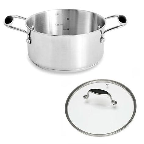 Lot faitout inox Excell’Inox 20 cm et couvercle en verre Mathon - Mathon - 2